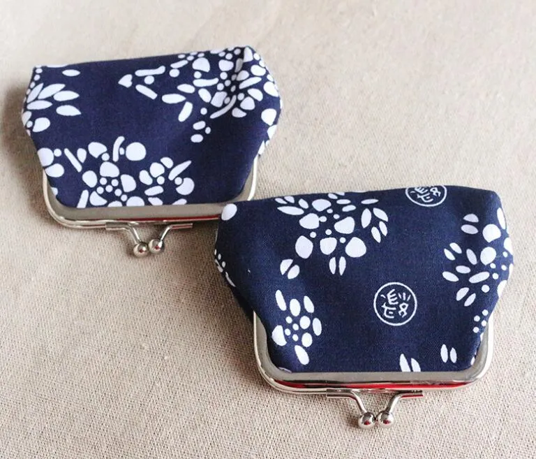 150pcs National Style Floral Printing Short coin purse canvas key holder wallet hasp small gifts bag clutch handbag