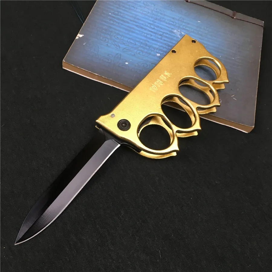 Brass Knuckle Spring Assisted Folding Pocket Knife