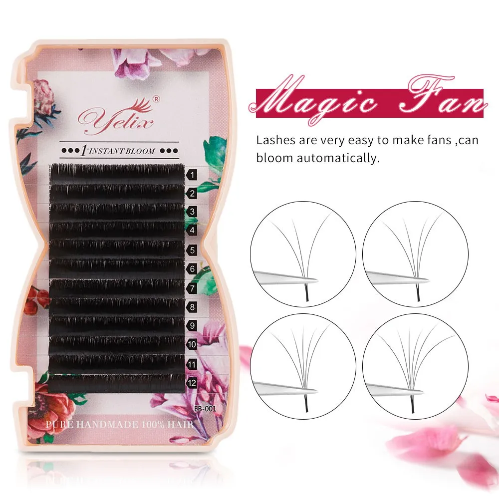 Yelix false individuell fläktvolym fransar Blossom ögonfransförlängning blomma 3d mink Magnetic Camellia Fake Eyelashes Extensions