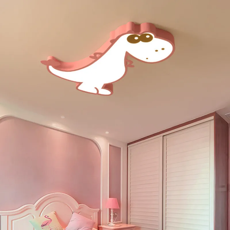 Plafonniers à LED pour chambre d'enfant Chambre de dinosaure de bande dessinée chaude lampe de chambre pour homme et femme protection des yeux gradation lampes en fer forgé