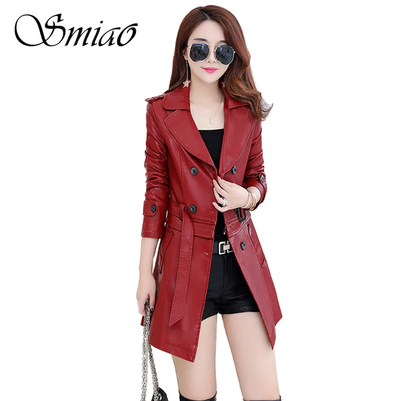 Smiao Female Leather PU Jacket PU Faux Leather Outwear Winter Plus Size 4XL Coat 2018 Autumn Suede Women's Clothing M-5XL