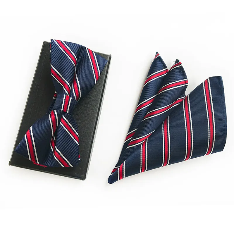 26 Style New Design Self Bow Tie And Hanky Set Silk Jacquard Men