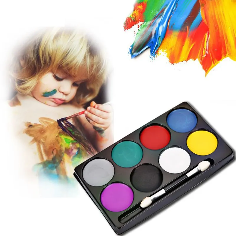 Peinture pour le visage Maquillage Peinture à l'eau non toxique à l'huile Halloween Fête de Noël Déguisements Diable Fans Corps Peinture pour le visage Apprêt 8 couleurs