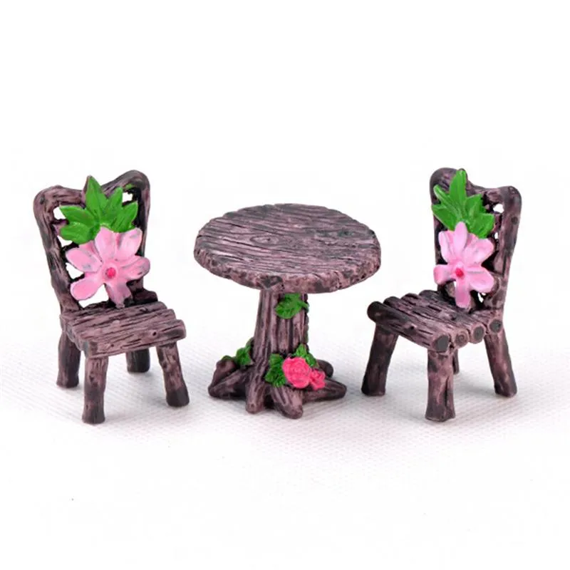 3 teile/satz Garten Mini Harz Handwerk Tisch Stuhl Micro Ornament Landschaft Winzige Fee Welt Dekoration Spielzeug Für Kinder Geschenk 19