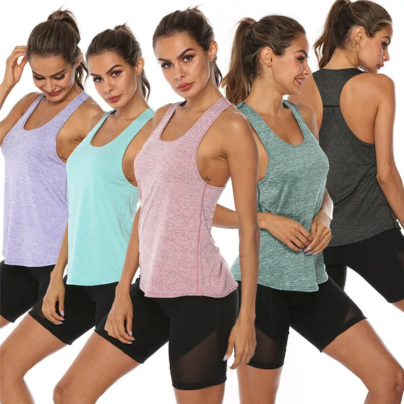 Lu Lu lemens Sports Gym Femmes Racer Back Running Vest Fitness Jogging Yoga Débardeur S-XL Run Shirts Gris Bleu Vert Rose Violet