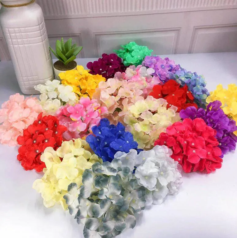 Artificial flowers hydrangea heads wedding party decoration supplies simulation 37 colors fake flower head home decorations