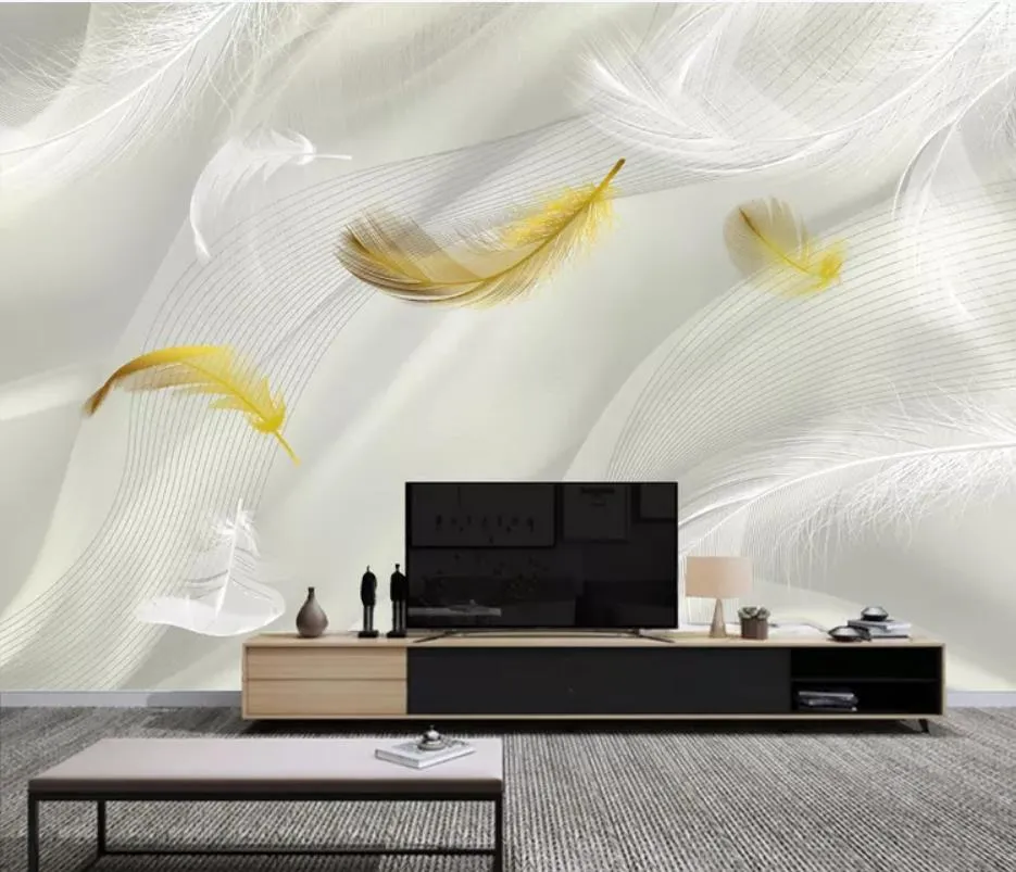 beautiful silk wave feather background wall modern living room wallpapers