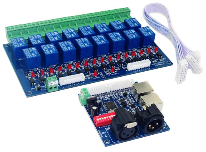 1 ensemble de commutateurs de relais 16CH dmx 512, contrôleur de sortie de relais, led haute tension DMX-RELAY-16CH Max 10A, contrôleur de Signal dmx512