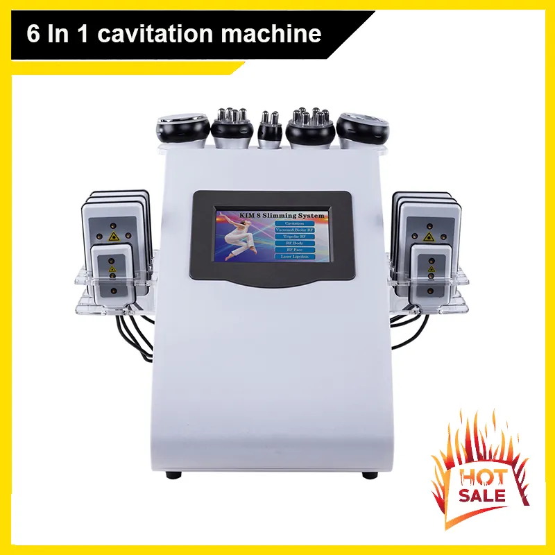 Best price 6 In 1 Ultrasonic Cavitation Vacuum Radio Frequency Lipo Laser Slimming Machine for Spa