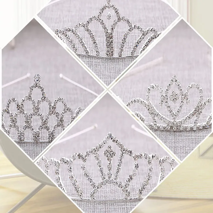 Copricapo Cristalli Corone nuziali Scintillanti Perline Velo da sposa in cristallo Tiara Corona Fascia Accessori per capelli Capelli da festa