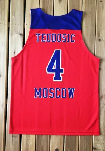 Milos Teodosic 4 Serbia Srbija Moscow CSKA Basketball Jersey EuroLeague Print Custom Name Number Polyester Sleeveless Men s 4XL 5XL 6XL Quick Dry