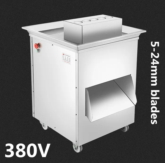 380V 1500W 추가로 큰 수직 QD 고기 절단 기계, 고기 슬라이서 절단기, 1500kg/hr 육류 가공 기계 (5-24mm 블레이드 옵션)