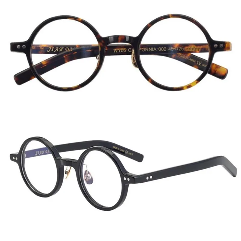 Mannen optische bril frames merk vintage ronde bijziendheid glazen voor vrouwen Robert handgemaakte zwarte schildpad bril met doos