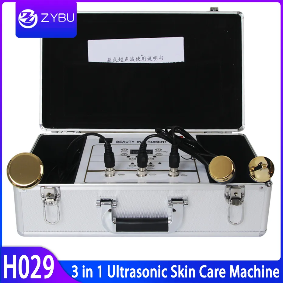 New Portable 3In1 1MHz 3MHz Ultrasonic Beauty Instrument Ultrasound Skin Care Facial Massager Anti Aging Beauty Therapy With 3 Probe