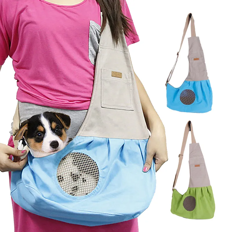 캔버스 개 고양이 애완 동물 캐리어 안장 가방 접을 수있는 강아지 상자 배낭을 운반하는 가방 애완 동물 용품 운송 치엔 액세서리