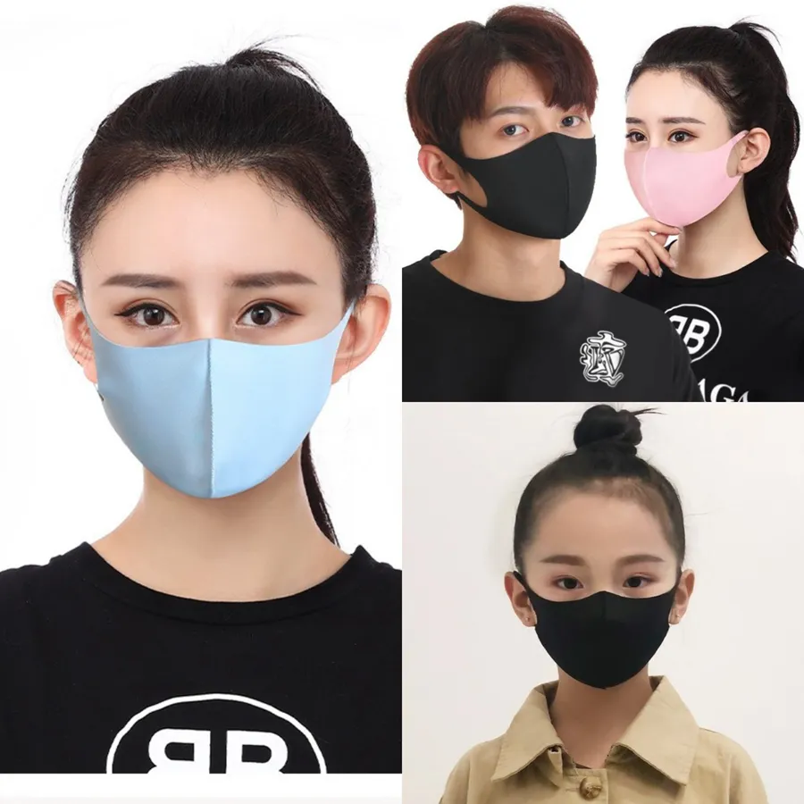 Maschera di seta di ghiaccio Bambini Adulti Antipolvere Lavabile Riutilizzabile Copri bocca per il viso Maschere per il viso per sport all'aria aperta con pacchetto sacchetto del opp OOA8176