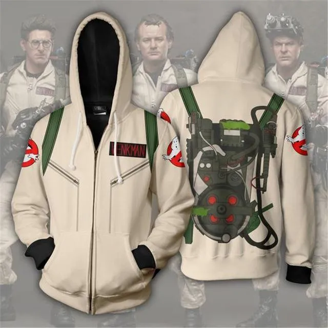 Felpe con cappuccio da uomo Ghostbusters SPENGLER Felpe con cappuccio stampate in 3D Felpa con cappuccio con cerniera casual Cosplay Zip Up