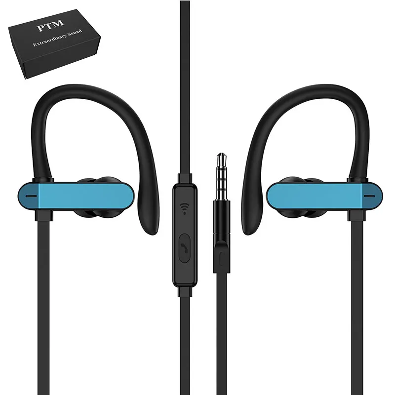 Universal Sports Headsets PTM T50 Stereo Wired Kopfhörer 3.5mm Ohrbügel Kopfhörer Kabel Super Bass Ohrhörer Mit Mikrofon Für Handy Android
