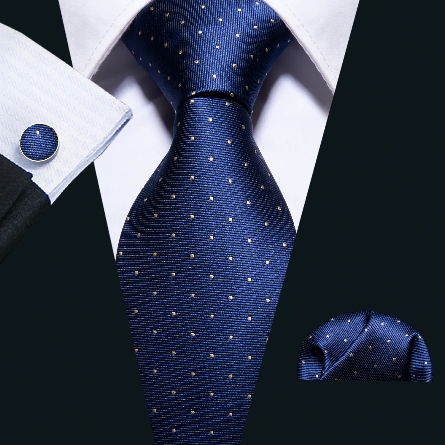 Envío rápido para hombre del pañuelo azul corbata Gemelos nueva manera del diseño de seda amarilla del punto de corbatas Para Hombres Busines N-5095