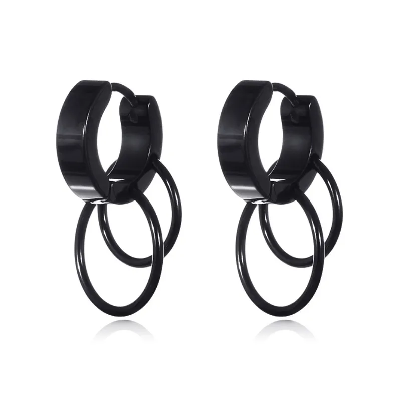 Punk dual ringar öron hoop korea stil titan stål öron clip anti allergi unisex öra smycken