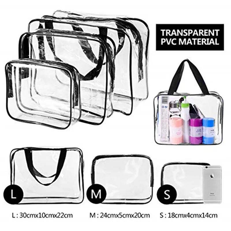 Transparent PVC Waterproof Bags Travel Organizer Clear Makeup Bag