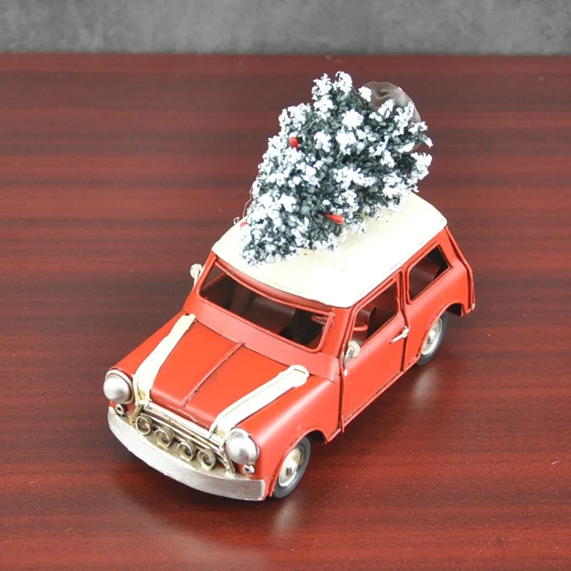 Criativas carro modelo Brinquedos, Vintage Car Retro Tinplate com árvore de Natal, Ornamento Handmade, para o presente Kid Party', Coleção, Decoração