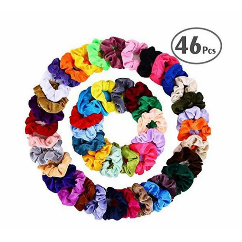 Kvinnor sammet elastiska hårband 20st / set 46pcs / set hästsvanshållare scrunchies hårgummi band dam flickor hår tillbehör hha526