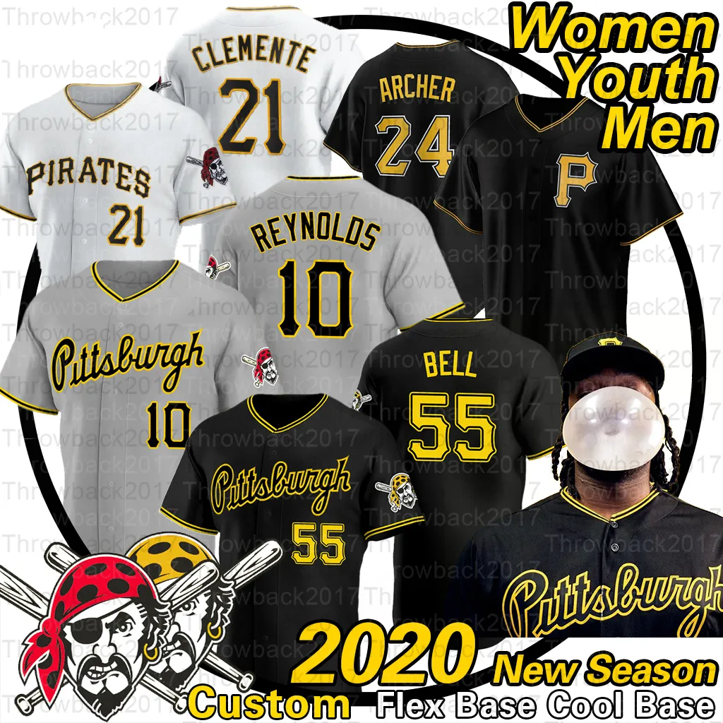 Pittsburgh Josh Bell Jersey Roberto Clemente Adam Frazier Francisco Cervelli Jameson Taillon Gregory Polanco Camisetas de béisbol