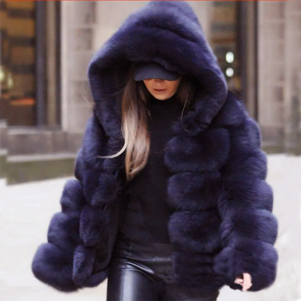 Kobiety Faux Fur Kurtka Zimowe Ciepłe Płaszcze Kobiety Norek Płaszcze Zimowa Kapturem Nowa Kurtka Ciepła Gruba Odzieży