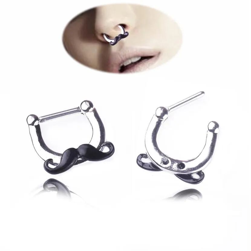 2019 New fashion Barba nera Anello al naso Setto finto Piercing al naso Anello a cerchio per le donne finto clicker Gioielli per il corpo