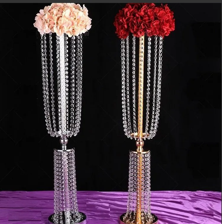 Novo luxo de altura acrílico casamento de cristal adereços de chumbo estrada adereços de mesa de casamento decoração de festa do evento corredor do casamento passagem vaso de flor