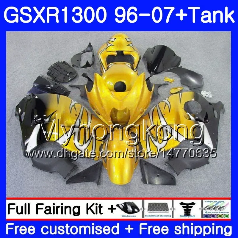 +Tank For SUZUKI GSXR-1300 Gold black GSXR1300 96 97 98 99 00 01 333HM.90 Hayabusa GSXR 1300 1996 1997 1998 1999 2000 2001 2007 Fairings