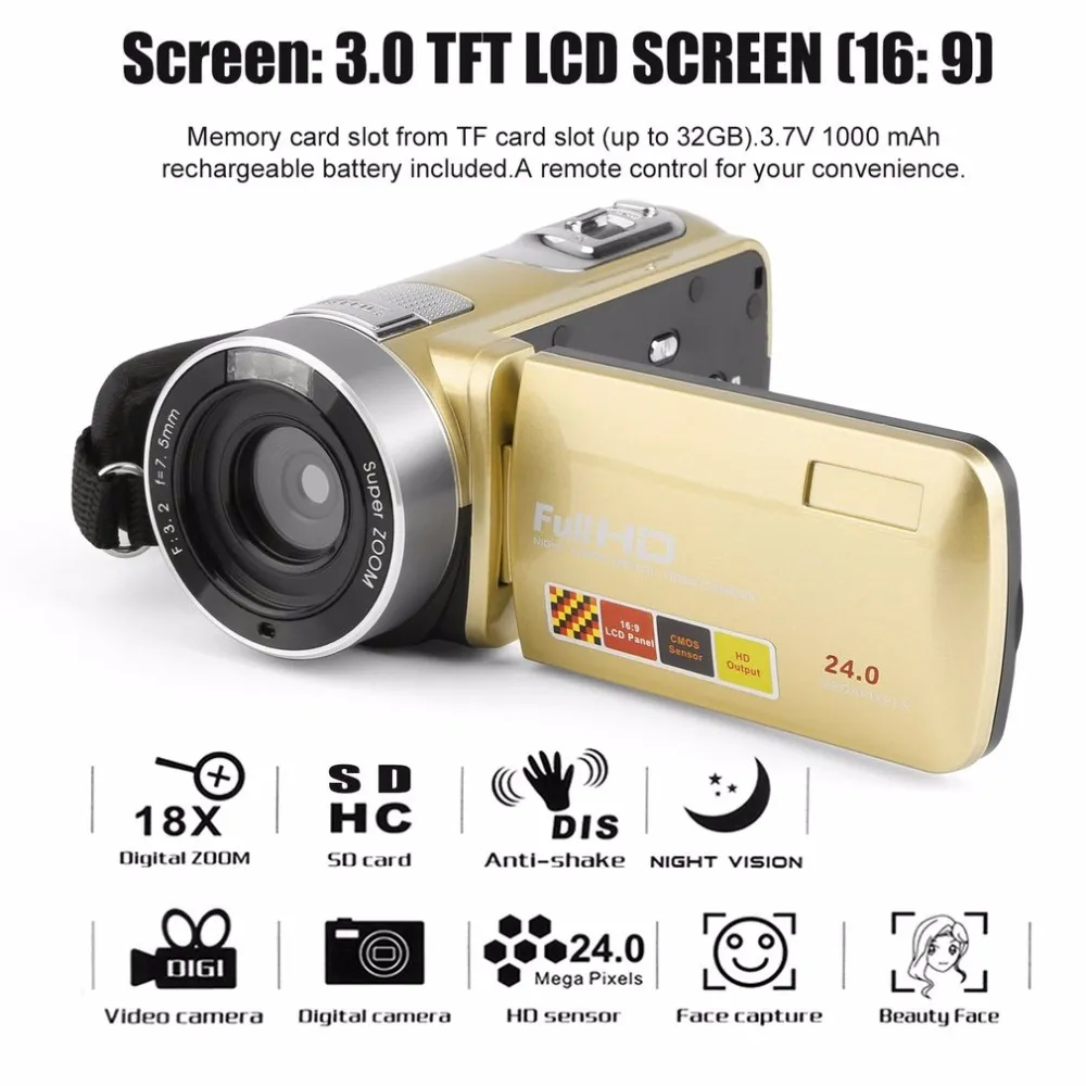 ナイトビジョンカムコーダー：ポータブルFHD 1080p 3.0 タッチ