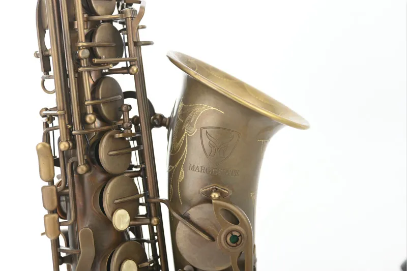 MARGEWATE Alto Eb Tune saxofone New Arrival única retro latão E Plano Sax Musical Instrument com caso frete grátis