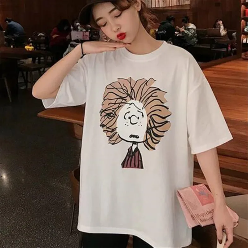 2019 nueva versión coreana de camisetas frescas hombres y mujeres camiseta dibujos