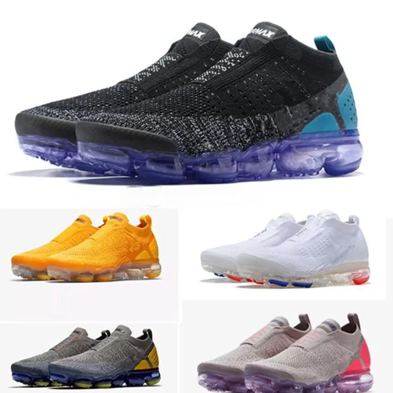 vapormax vapor max air Chaussures Moc 2 Laceless 2.0 outdoor Scarpe Triple Mens Sneakers donna Fly White knit Air cushion Scarpe da ginnastica Zapatos taglia 5.5-11