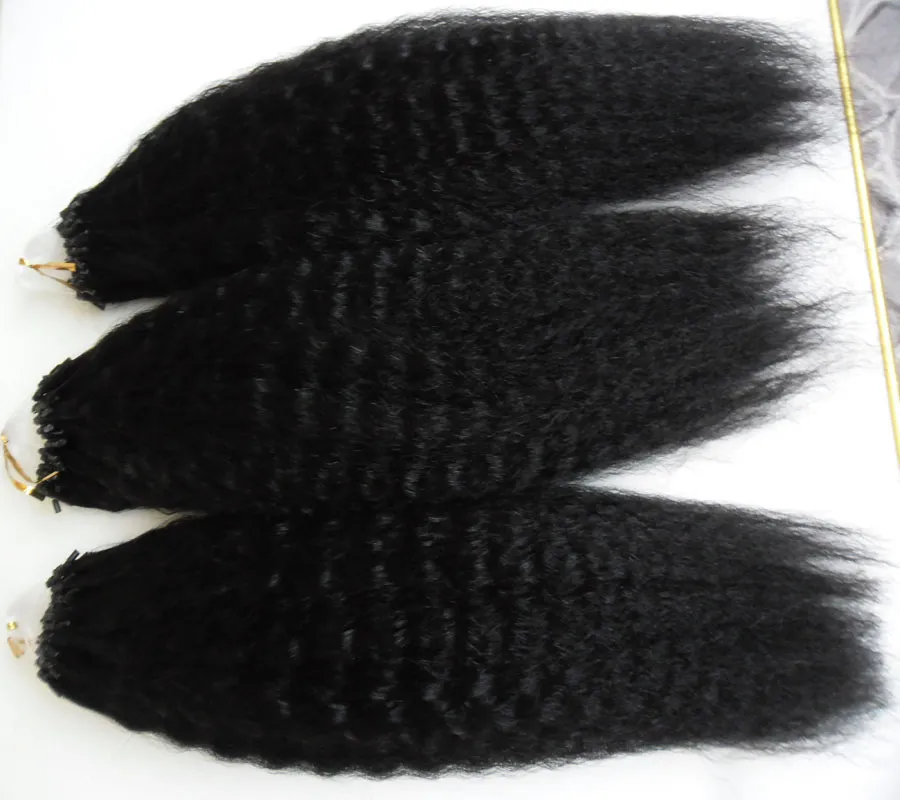 300s Kinky Straight Brazilian Hair 100% Human Micro Bead Links Coarse Yaki Human Hair 300g