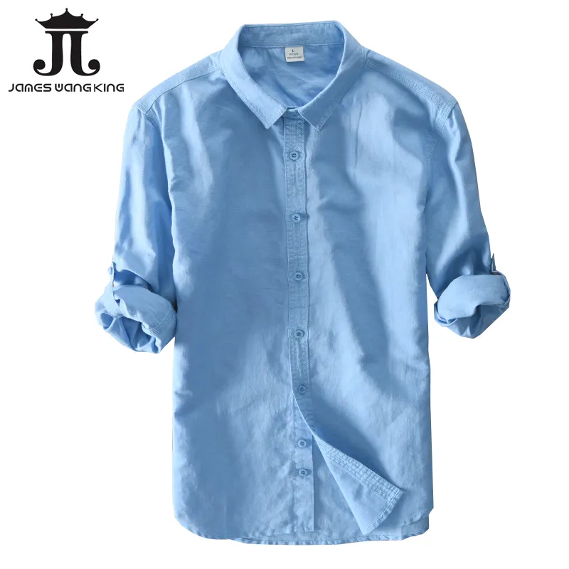 Nieuwe 2018 mannen linnen shirts voor man top kleding solide 55% linnen + 45% katoen casual single breasted slanke man shirt size s-3xl 601