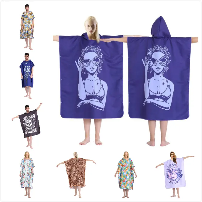 Swimming pool beach towels microfiber changing robe cloak man women  bathrobe hooded surf poncho towel swimsuit beachwear