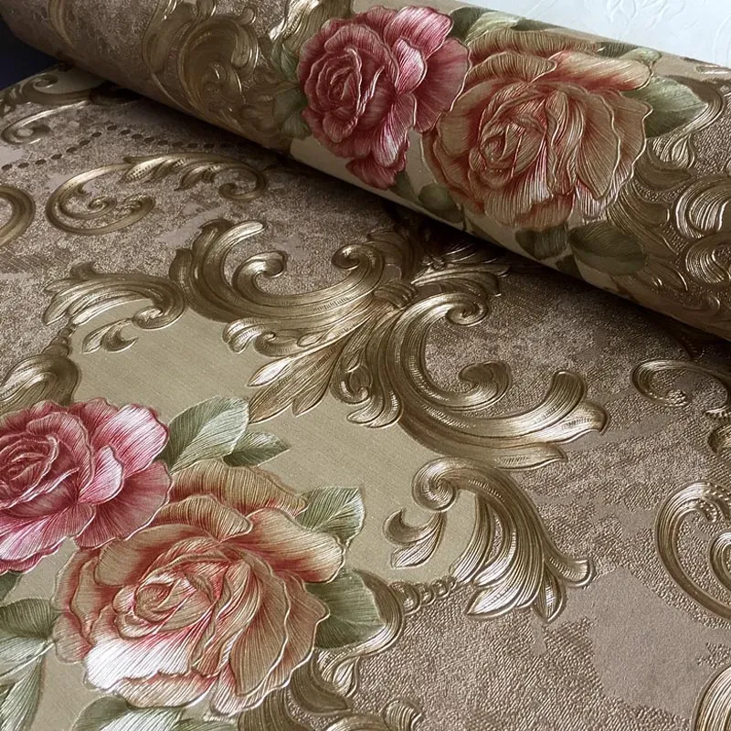 European Style PVC Waterproof Wallpaper 3D Wallpaper Roll Living Room  Bedroom Background Flower Wall Paper Roll Blue Coffee From  Home_decor_wallpaper, $77.39