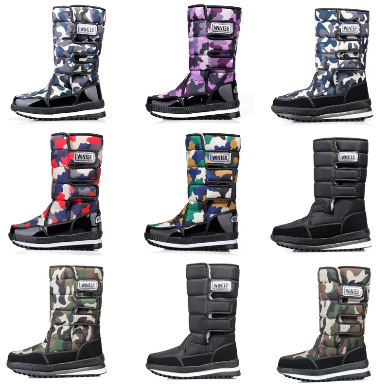 Designer top Moda homens mulheres botas Preto Azul Red Camo meio carregador mens botas de inverno de neve botas de plataforma à prova d'água 36-46