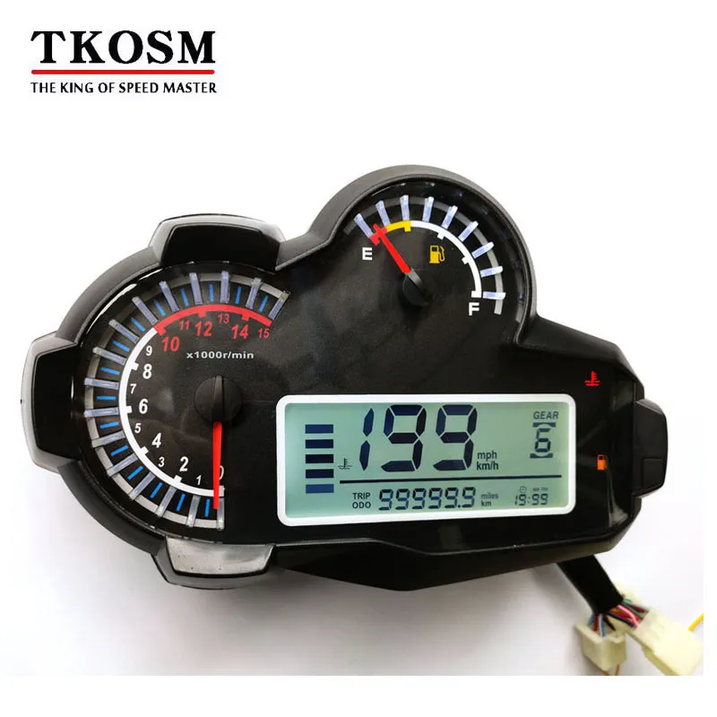TKOSM Мотоцикл Модифицированный Water Bird LCD Инструмент Скорость Регулируемая скорость N1-6 Скорость Объем масла Температура воды Дисплей масла