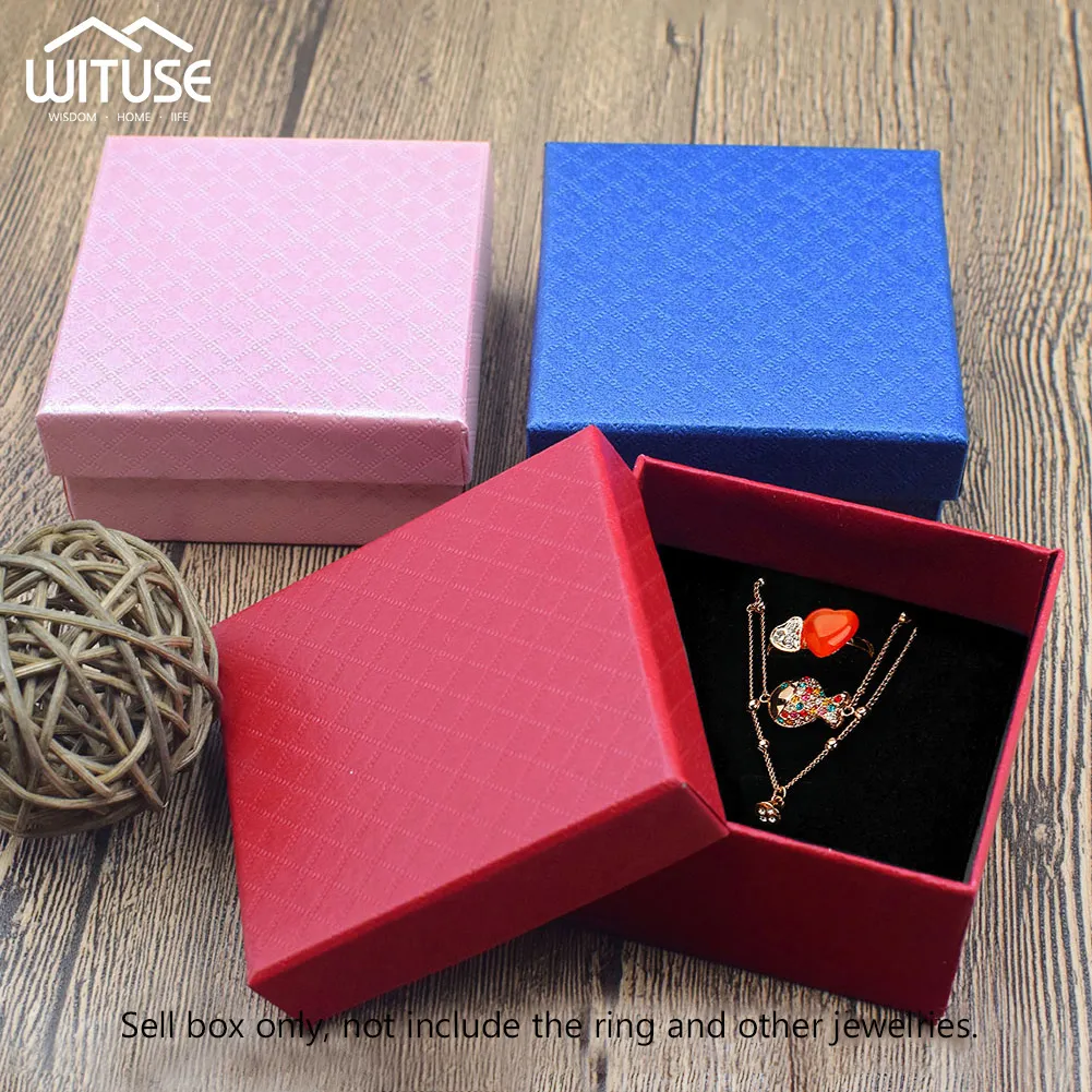 24pcs/lot Jewelry Box Black Necklace Box for Ring Gift Paper Jewellery Packaging Bracelet Earring Display with Sponge