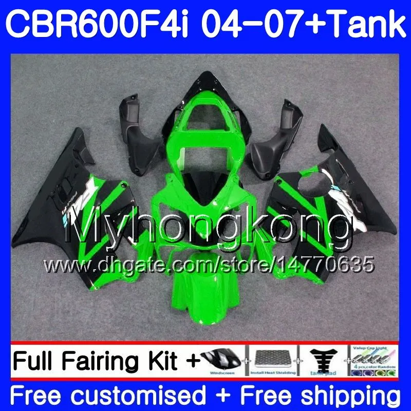 Bodys preto verde claro para HONDA CBR600 FS CBR 600F4i 2004 2005 2006 2007 281HM.37 CBR600 F4i CBR 600 F4i CBR600F4i 04 05 06 07 Kit de carenagem