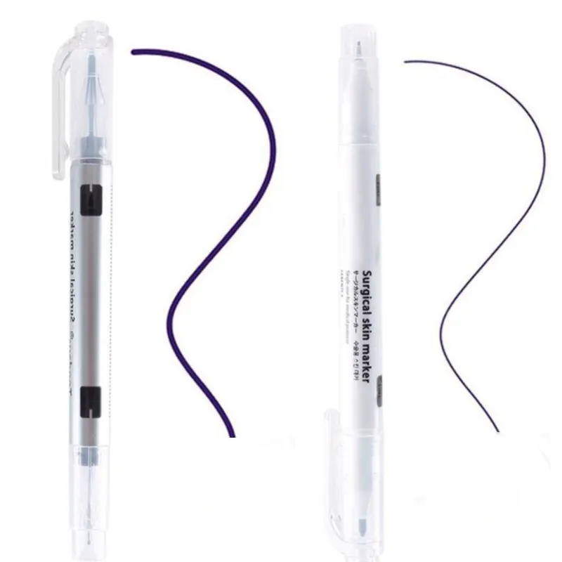 Chirurgiczna skóra marker podwójne głowice brew markery pióro z linijką pomiarową Microblading narzędzie pozycjonujące