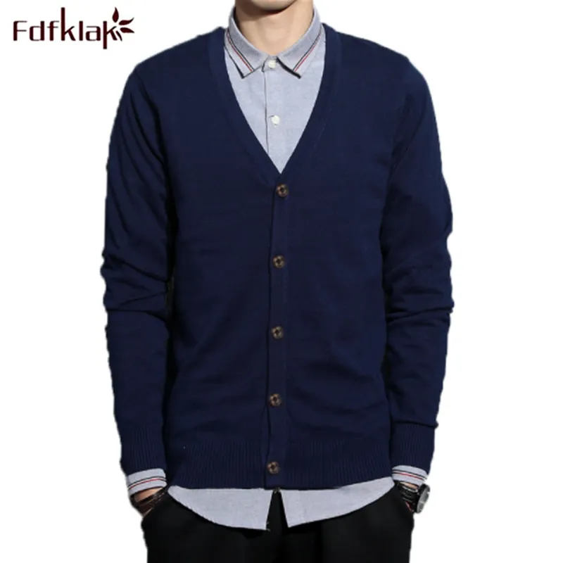 Fdfklak algodão camisola masculina de manga longa cardigã para homens com decote em v erkek kazak camisolas casuais solto botão malha roupas masculinas