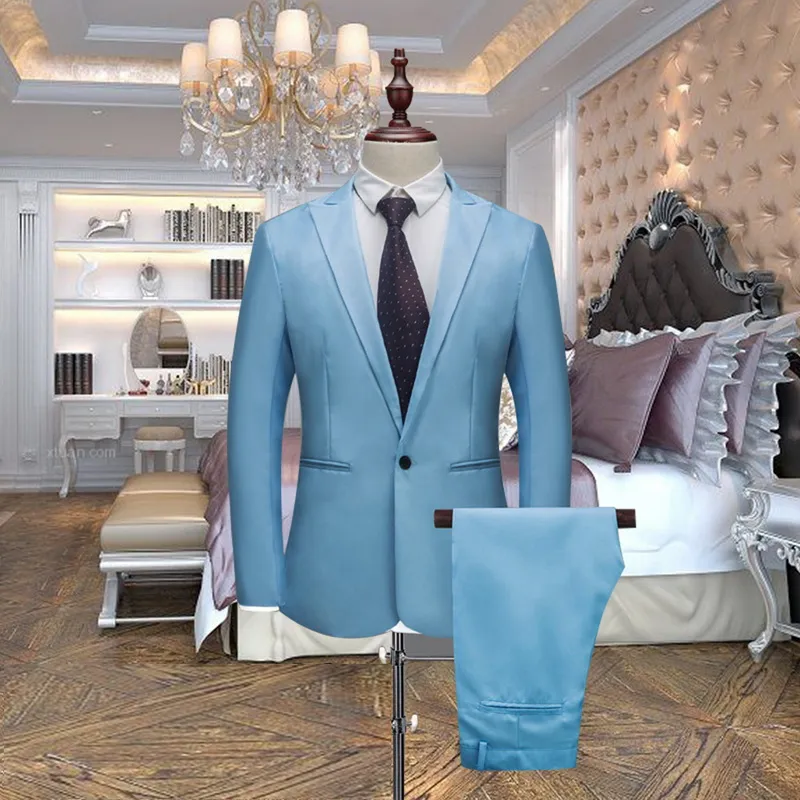 VERTVIE 2018 Brand Men Suit Fashion Solid Suit Casual Slim Fit 2 Pieces Mens Wedding Suits Jackets Male Plus Size 3XL