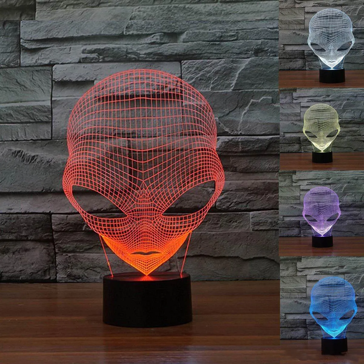 3D Lamp USB Power 7 Colors Amazing Optical Illusion 3D Grow LED Lamp Alien Shapes Children Bedroom Night Light