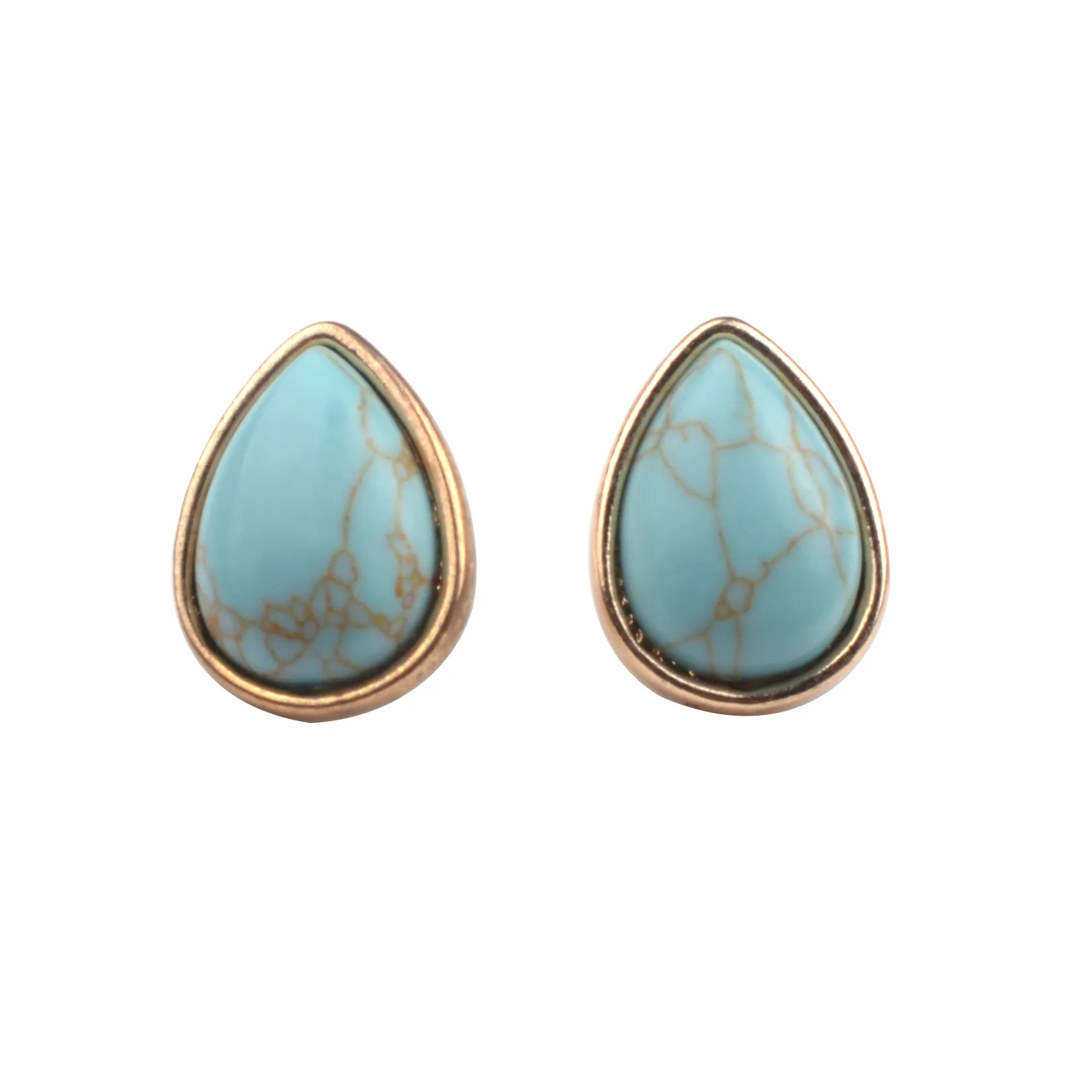 Europe et États-Unis grande marque de haute qualité Phnom Penh gouttes d'eau turquoise boucles d'oreilles géométriques version coréenne du tempérament simp