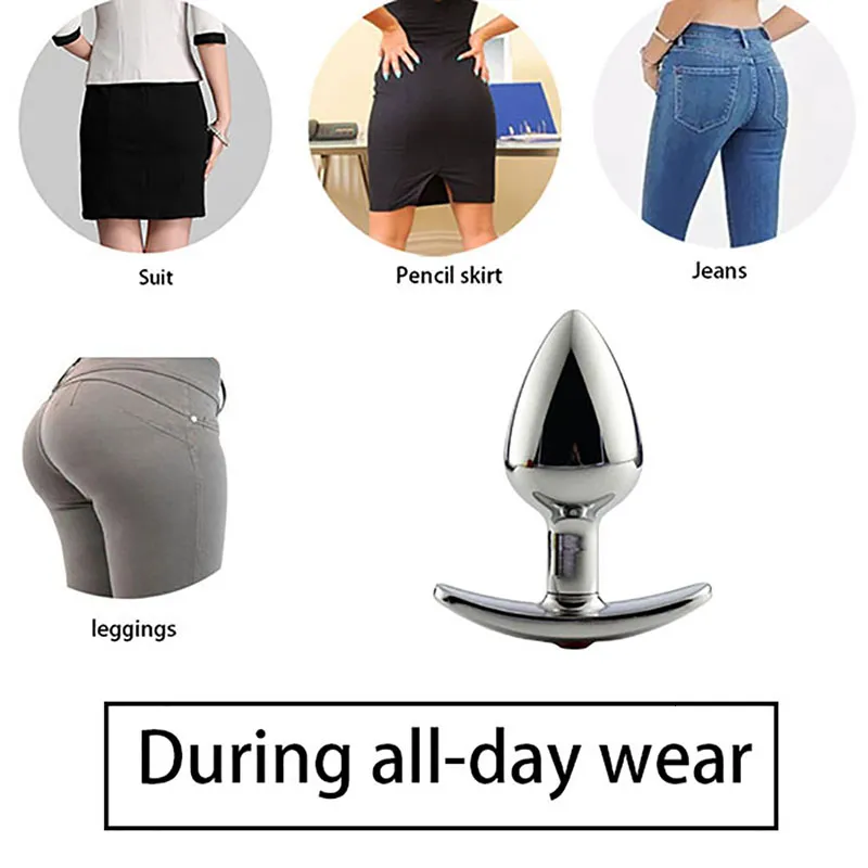 wearing anal plug all day Red Jeweled Steel butt plug in butt with Diamond -